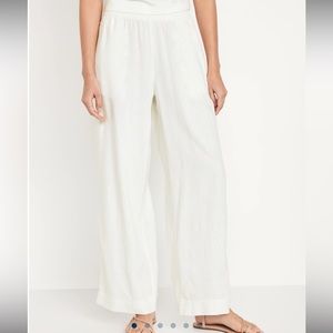 NWT High-Waisted Linen-Blend Wide-Leg Pants